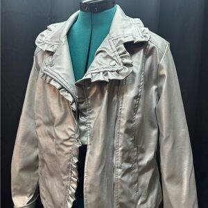 Pink Platinum Metallic Silver Ruffled Jacket